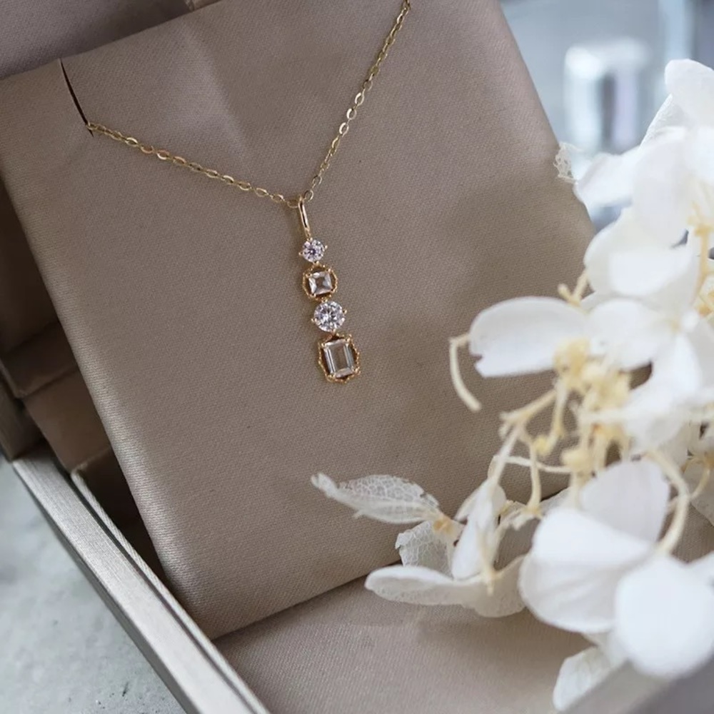Sterling Silver Drop Simulated Diamond Necklace - Picture 9 of 9